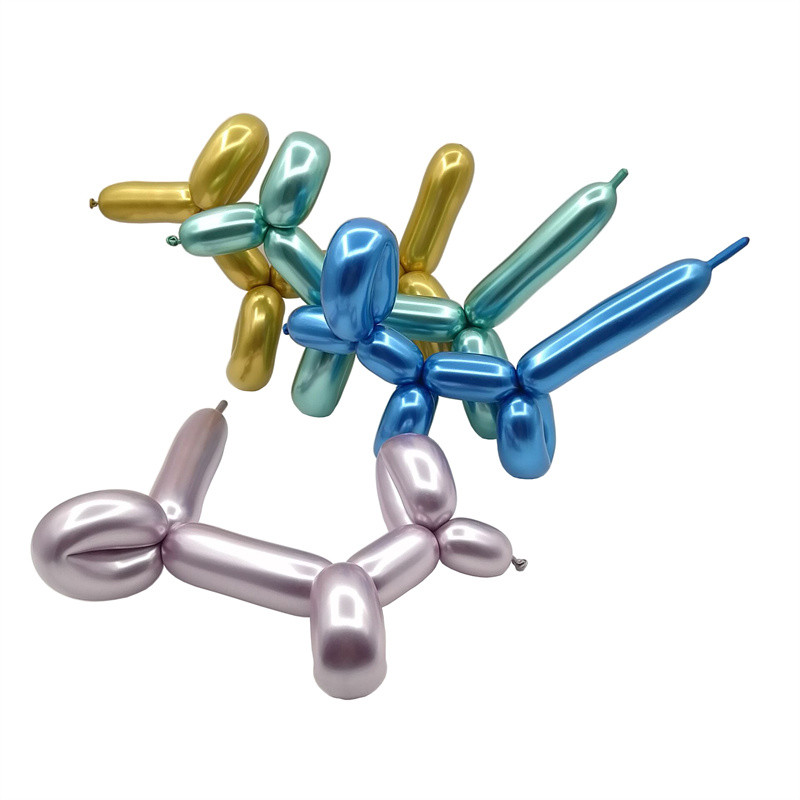 10/30/50/100db hosszú fényes fém csavart latex léggömbök varázslatos vastag csíkos fém színű felfújható gömbök születésnapi parti dekoráció