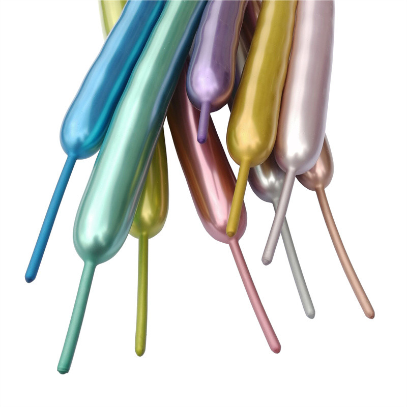 10/30/50/100db hosszú fényes fém csavart latex léggömbök varázslatos vastag csíkos fém színű felfújható gömbök születésnapi parti dekoráció