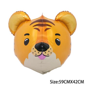 3D Lion Tiger Monkey Foil Balloons Baby Shower Μπαλόνι με κεφάλι ζώων 4D Διακοσμήσεις για πάρτι γενεθλίων γάμου Παιδικά παιχνίδια δώρο Globos