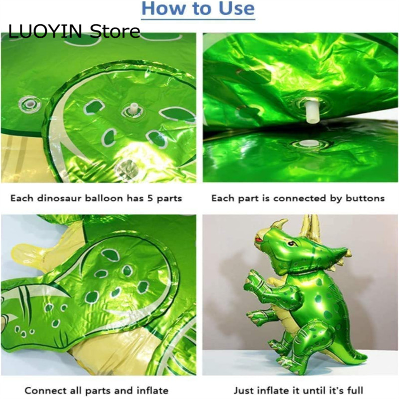 1 gab. Lieli 4D dinozauru folijas baloni pūķa ballīte dzimšanas dienas bērnu dušas dekorēšana džungļu dzīvnieki bērniem piederumi zēnu rotaļlietas gaisa globusi