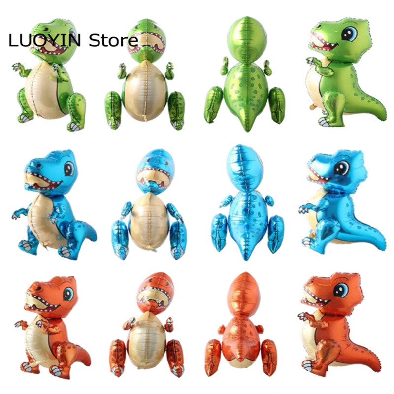 1 gab. Lieli 4D dinozauru folijas baloni pūķa ballīte dzimšanas dienas bērnu dušas dekorēšana džungļu dzīvnieki bērniem piederumi zēnu rotaļlietas gaisa globusi