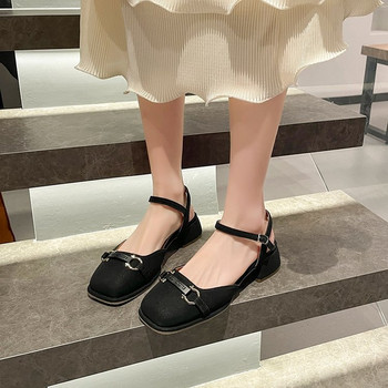 Нехлъзгащи се сандали с кръгли пръсти Дамски ежедневни 2023 летни кухи елегантни обувки Корейски модни парти обувки Дамски дизайнерски обувки