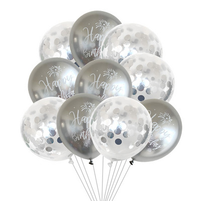 10gab 12 collu hroma metāla lateksa baloni daudz laimes dzimšanas dienā ar drukātu rakstu balons hēlija metāla globos dzimšanas dienas svinību dekorācijas