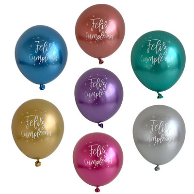 10gab 12 collu hroma metāla lateksa baloni daudz laimes dzimšanas dienā ar drukātu rakstu balons hēlija metāla globos dzimšanas dienas svinību dekorācijas