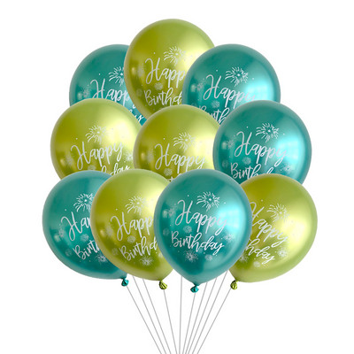 10gab 12 collu hroma metāla lateksa baloni daudz laimes dzimšanas dienā ar drukātu rakstu balons hēlija metāla globos dzimšanas dienas svinību dekorācijas