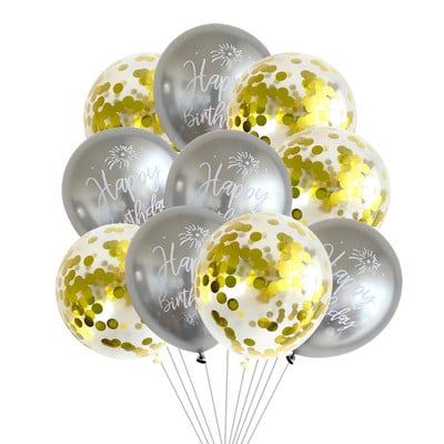 10gab 12 collu hroma metāla lateksa baloni daudz laimes dzimšanas dienā ar drukātu rakstu balons hēlija metāla globos dzimšanas dienas svinību dekorācijas