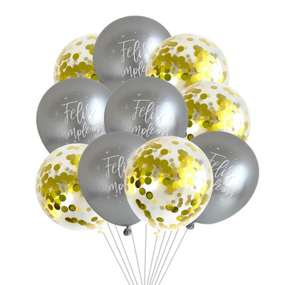 10gab 12 collu hroma metāla lateksa baloni daudz laimes dzimšanas dienā ar drukātu rakstu balons hēlija metāla globos dzimšanas dienas svinību dekorācijas