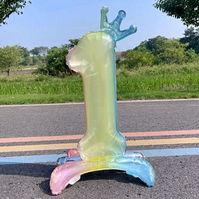 Μπαλόνια 81 εκ. Ψηφιακό ντεγκραντέ Χρώμα κορώνα Παιδιά Θα διακοσμηθεί μωρό μωρό δώρο Μπαλόνια γενεθλίων γάμου