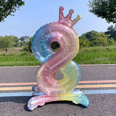 Μπαλόνια 81 εκ. Ψηφιακό ντεγκραντέ Χρώμα κορώνα Παιδιά Θα διακοσμηθεί μωρό μωρό δώρο Μπαλόνια γενεθλίων γάμου