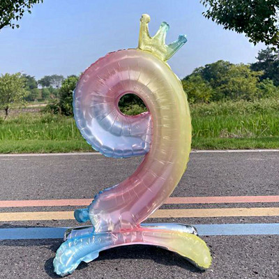 Μπαλόνια 81 εκ. Ψηφιακό ντεγκραντέ Χρώμα κορώνα Παιδιά Θα διακοσμηθεί μωρό μωρό δώρο Μπαλόνια γενεθλίων γάμου