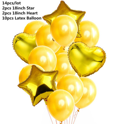 10/14 buc. Baloane metalice amestecate inimă stea auriu confetti baloane petrecere de aniversare decorați copii adulți bile de aer globuri de nuntă