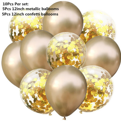 10/14 buc. Baloane metalice amestecate inimă stea auriu confetti baloane petrecere de aniversare decorați copii adulți bile de aer globuri de nuntă