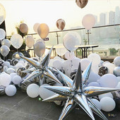 12 τμχ Explosion Star Foil Balloons Τελετή έναρξης για πάρτι γενεθλίων Διακόσμηση γάμου Διακοσμητικό μπαλονάκι με χωνάκι νερού