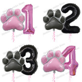 2db/készlet Let`s pawty Big Dog Paw alumínium ballon 32 hüvelykes rózsaszín fekete 1 2 3 4 éves születésnapi parti dekoráció léggömb baba zuhany gömbök