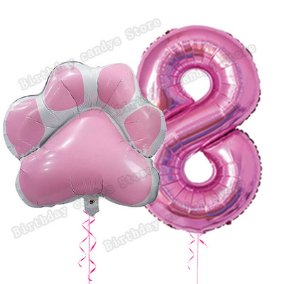 2db/készlet Let`s pawty Big Dog Paw alumínium ballon 32 hüvelykes rózsaszín fekete 1 2 3 4 éves születésnapi parti dekoráció léggömb baba zuhany gömbök