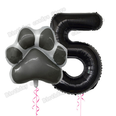 2db/készlet Let`s pawty Big Dog Paw alumínium ballon 32 hüvelykes rózsaszín fekete 1 2 3 4 éves születésnapi parti dekoráció léggömb baba zuhany gömbök