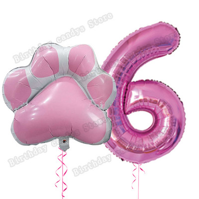 2db/készlet Let`s pawty Big Dog Paw alumínium ballon 32 hüvelykes rózsaszín fekete 1 2 3 4 éves születésnapi parti dekoráció léggömb baba zuhany gömbök