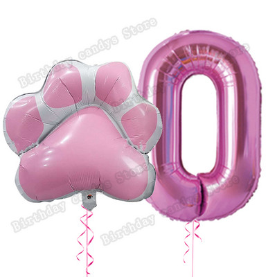 2db/készlet Let`s pawty Big Dog Paw alumínium ballon 32 hüvelykes rózsaszín fekete 1 2 3 4 éves születésnapi parti dekoráció léggömb baba zuhany gömbök