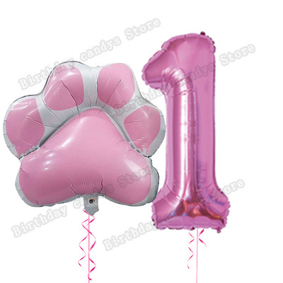 2db/készlet Let`s pawty Big Dog Paw alumínium ballon 32 hüvelykes rózsaszín fekete 1 2 3 4 éves születésnapi parti dekoráció léggömb baba zuhany gömbök