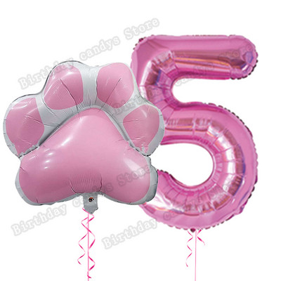 2db/készlet Let`s pawty Big Dog Paw alumínium ballon 32 hüvelykes rózsaszín fekete 1 2 3 4 éves születésnapi parti dekoráció léggömb baba zuhany gömbök