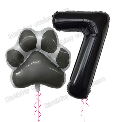 2db/készlet Let`s pawty Big Dog Paw alumínium ballon 32 hüvelykes rózsaszín fekete 1 2 3 4 éves születésnapi parti dekoráció léggömb baba zuhany gömbök