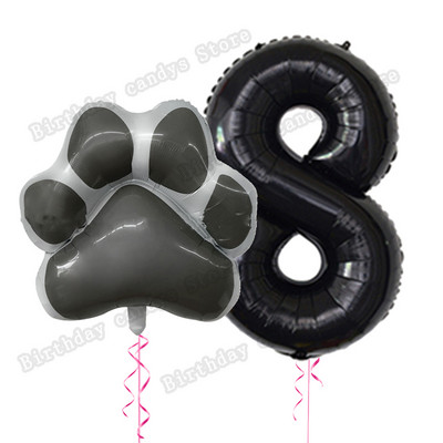 2db/készlet Let`s pawty Big Dog Paw alumínium ballon 32 hüvelykes rózsaszín fekete 1 2 3 4 éves születésnapi parti dekoráció léggömb baba zuhany gömbök
