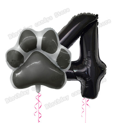 2db/készlet Let`s pawty Big Dog Paw alumínium ballon 32 hüvelykes rózsaszín fekete 1 2 3 4 éves születésnapi parti dekoráció léggömb baba zuhany gömbök