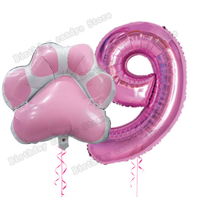2db/készlet Let`s pawty Big Dog Paw alumínium ballon 32 hüvelykes rózsaszín fekete 1 2 3 4 éves születésnapi parti dekoráció léggömb baba zuhany gömbök