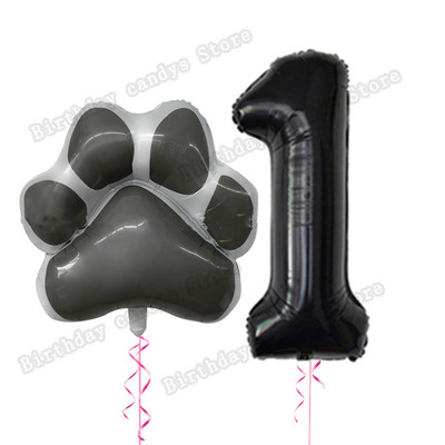 2db/készlet Let`s pawty Big Dog Paw alumínium ballon 32 hüvelykes rózsaszín fekete 1 2 3 4 éves születésnapi parti dekoráció léggömb baba zuhany gömbök