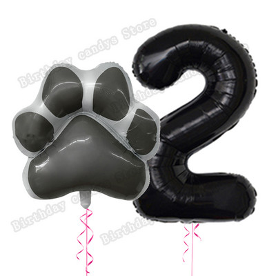 2db/készlet Let`s pawty Big Dog Paw alumínium ballon 32 hüvelykes rózsaszín fekete 1 2 3 4 éves születésnapi parti dekoráció léggömb baba zuhany gömbök