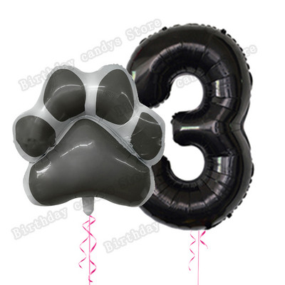2db/készlet Let`s pawty Big Dog Paw alumínium ballon 32 hüvelykes rózsaszín fekete 1 2 3 4 éves születésnapi parti dekoráció léggömb baba zuhany gömbök