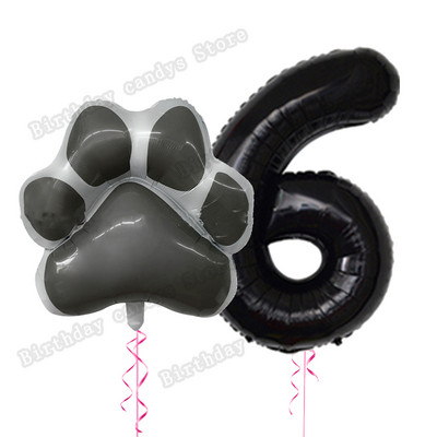 2db/készlet Let`s pawty Big Dog Paw alumínium ballon 32 hüvelykes rózsaszín fekete 1 2 3 4 éves születésnapi parti dekoráció léggömb baba zuhany gömbök