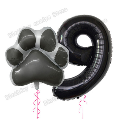2db/készlet Let`s pawty Big Dog Paw alumínium ballon 32 hüvelykes rózsaszín fekete 1 2 3 4 éves születésnapi parti dekoráció léggömb baba zuhany gömbök