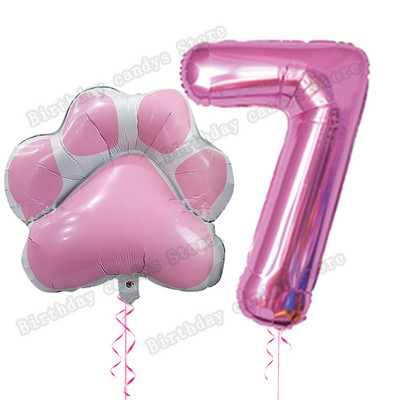 2db/készlet Let`s pawty Big Dog Paw alumínium ballon 32 hüvelykes rózsaszín fekete 1 2 3 4 éves születésnapi parti dekoráció léggömb baba zuhany gömbök