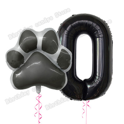 2db/készlet Let`s pawty Big Dog Paw alumínium ballon 32 hüvelykes rózsaszín fekete 1 2 3 4 éves születésnapi parti dekoráció léggömb baba zuhany gömbök