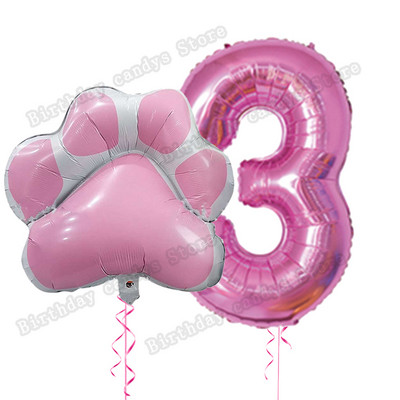 2db/készlet Let`s pawty Big Dog Paw alumínium ballon 32 hüvelykes rózsaszín fekete 1 2 3 4 éves születésnapi parti dekoráció léggömb baba zuhany gömbök