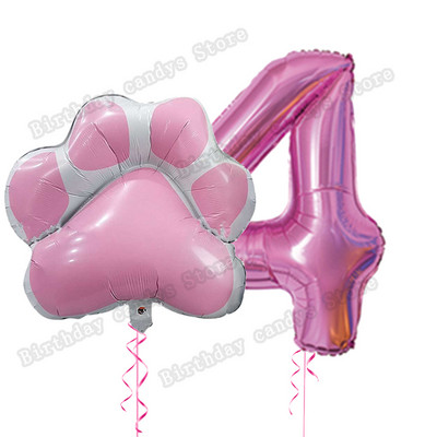 2db/készlet Let`s pawty Big Dog Paw alumínium ballon 32 hüvelykes rózsaszín fekete 1 2 3 4 éves születésnapi parti dekoráció léggömb baba zuhany gömbök