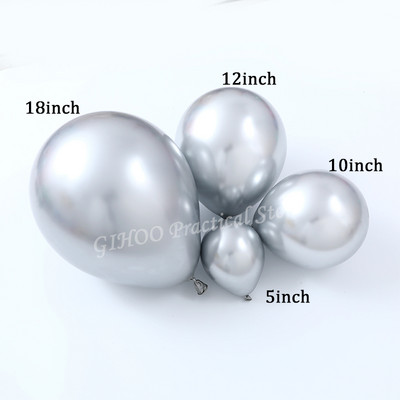 5/10/12/18 collu jauni hromēti metāliski lateksa baloni zelta sudraba apaļi baloni Dzimšanas dienas kāzu ballīšu dekoru piederumi uzpūšamie globo