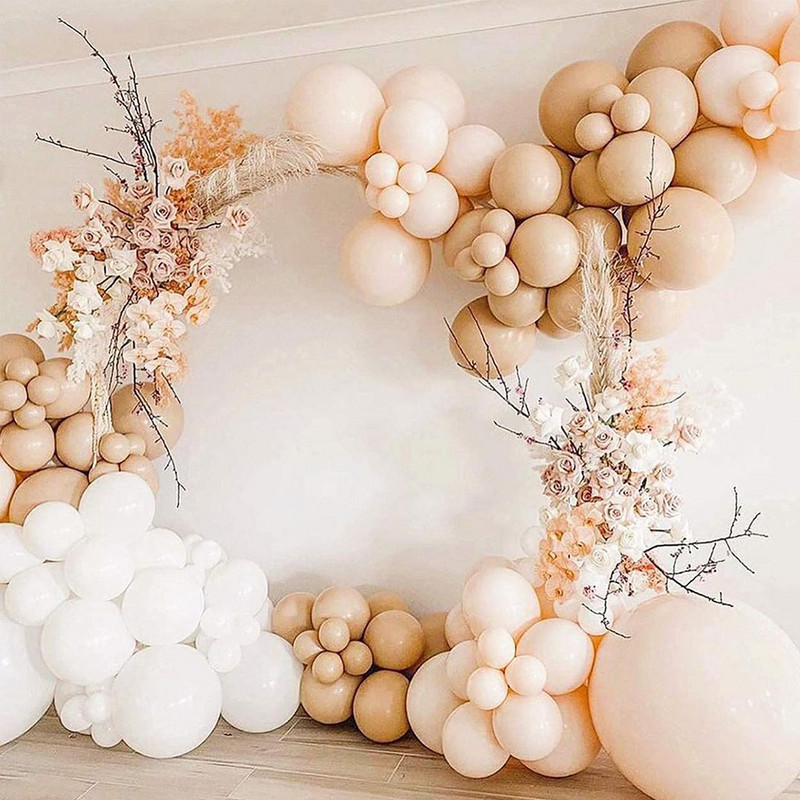 Baloane de cafea cu strat dublu de 5/10/18 inch Ghirlanda de nunta Arc de naștere Fundal de zi de naștere Balon din latex cu piele dublă Decor pentru baby shower