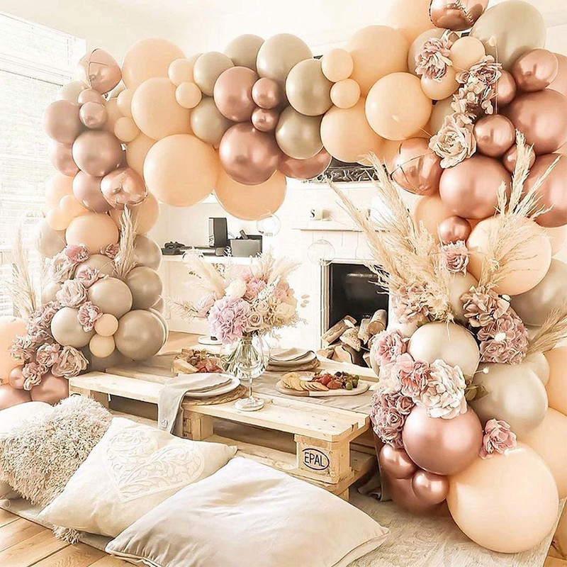 Baloane de cafea cu strat dublu de 5/10/18 inch Ghirlanda de nunta Arc de naștere Fundal de zi de naștere Balon din latex cu piele dublă Decor pentru baby shower