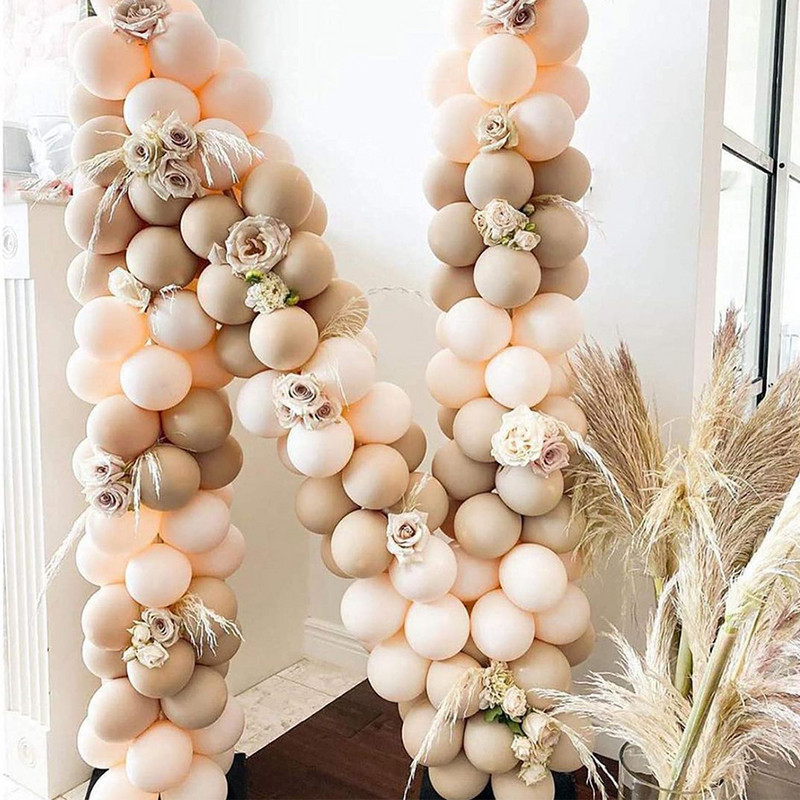 Baloane de cafea cu strat dublu de 5/10/18 inch Ghirlanda de nunta Arc de naștere Fundal de zi de naștere Balon din latex cu piele dublă Decor pentru baby shower