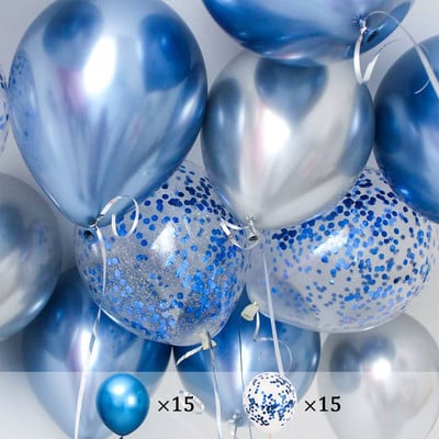 30 buc/lot 10 inch, metal, albastru, albastru, crom, argint, baloane pentru petrecere de aniversare, decorare de nunta, balon de jucărie pentru copii, bile cu aer Globo