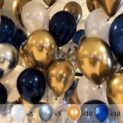 30 buc/lot 10 inch, metal, albastru, albastru, crom, argint, baloane pentru petrecere de aniversare, decorare de nunta, balon de jucărie pentru copii, bile cu aer Globo