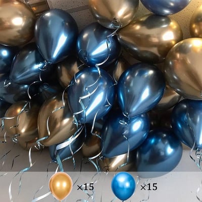 30 buc/lot 10 inch, metal, albastru, albastru, crom, argint, baloane pentru petrecere de aniversare, decorare de nunta, balon de jucărie pentru copii, bile cu aer Globo