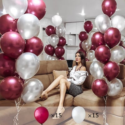 30 buc/lot 10 inch, metal, albastru, albastru, crom, argint, baloane pentru petrecere de aniversare, decorare de nunta, balon de jucărie pentru copii, bile cu aer Globo