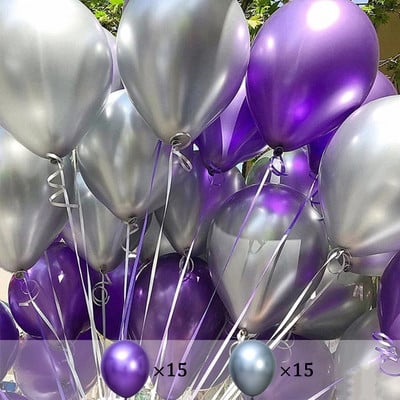 30 buc/lot 10 inch, metal, albastru, albastru, crom, argint, baloane pentru petrecere de aniversare, decorare de nunta, balon de jucărie pentru copii, bile cu aer Globo