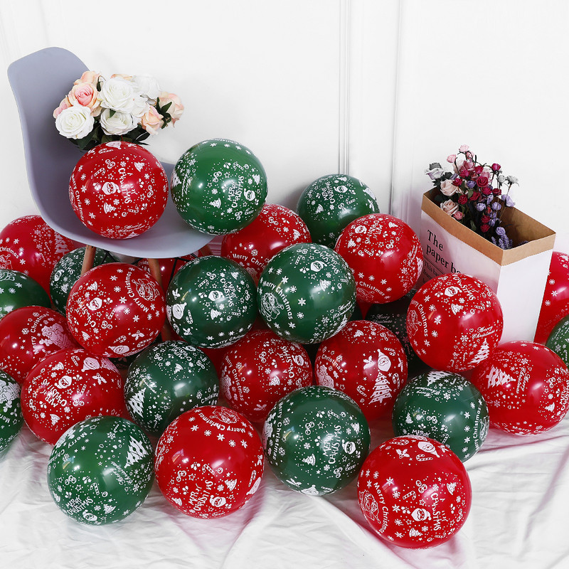30gab Priecīgus Ziemassvētkus Lateksa Balons Ziemassvētku Dekorācija Ziemassvētku vecītis Sarkans Zaļš Balons Piepūšams Gaisa Globos Svētku ballītes dekors