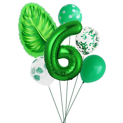 6 gab./zaļo lapu komplekts bruņurupuča muguras lapu balons 30 collu digitālais balons pavasara zaļās tēmas dzimšanas dienas svinību dekorēšanai