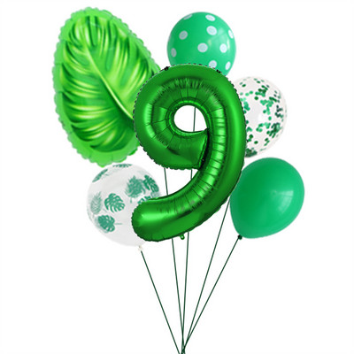 6 gab./zaļo lapu komplekts bruņurupuča muguras lapu balons 30 collu digitālais balons pavasara zaļās tēmas dzimšanas dienas svinību dekorēšanai