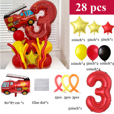 1 szett új tűzoltóautó fóliás lufi 1-9 piros digitális szám léggömb baba zuhany gyerekek tűzoltó témája születésnapi parti dekoráció